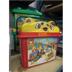3 buckets of children's building blocks