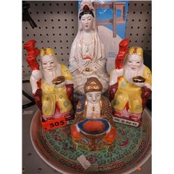 Five pieces of glazed ceramics