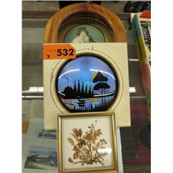3 pieces of framed vintage art work