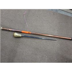 Copper and brass folk art sword cane