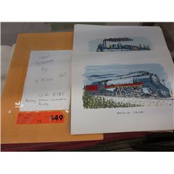 1965 hand screened railway locomotive prints