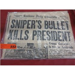 Nov 22,1963  front page of Spokane Daily Chronicle