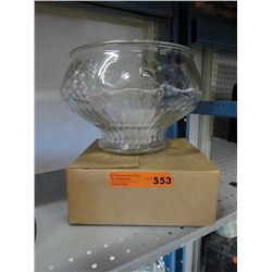 Glass punch bowl, 12 glasses, plastic ladle