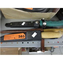 Three fishing knives with sheaths