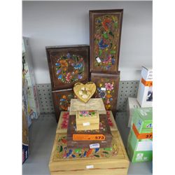 10 decorated wooden boxes