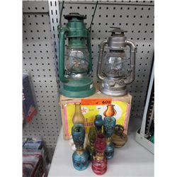 Selection of real & miniature oil lamps