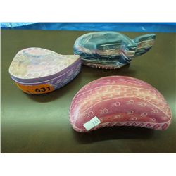 3 carved soapstone boxes with lids
