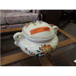Glazed lidded pot. 10" x 12" dia.