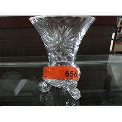 Footed crystal pinwheel vase. 7" tall, 5" dia