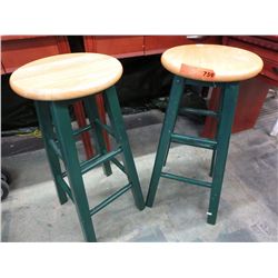 Pair of wooden counter stools 29" tall, 13" dia.
