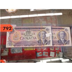 2 Canadian 1971 $10 bills