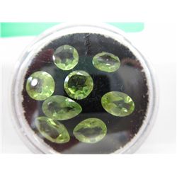 Collection of cut green Peridot gemstones