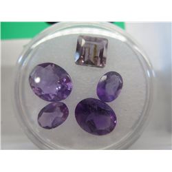 Various cut purple Amethyst gemstones