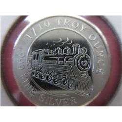 Solid .999 silver coin with train motif