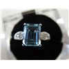Image 1 : Emerald cut -Blue Topaz & Diamond ring
