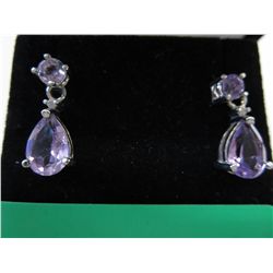 Brand new  - Amethyst & Diamond drop earrings