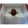 Image 1 : Red Garnet ring set with 14 Diamonds