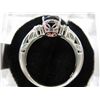 Image 2 : Red Garnet ring set with 14 Diamonds