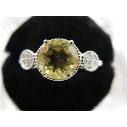Citrine ring set w/ 8 Diamonds in sterling silver