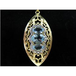 3 stone - Blue Topaz & Diamond necklace