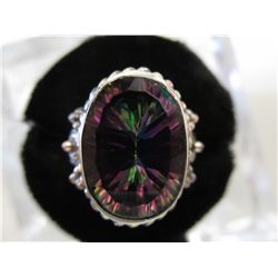 Mystic Topaz ring in Silver & Rose Gold - Oval cut