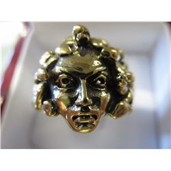 Solid Bronze cast -  Medusa biker ring