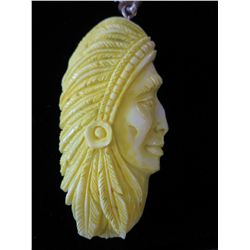Dyed Yak bone - carved Indian motif necklace