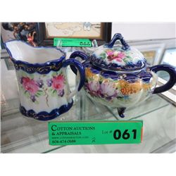 Antique - hand painted cream and sugar