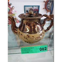 Copper/bronze lustre ware  tea pot