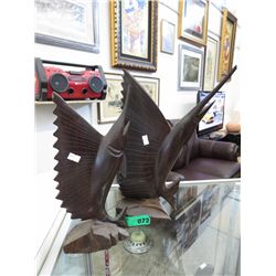 Pair of vintage carved wooden sword fish