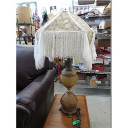 Lamp with Amber depression glass base