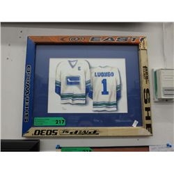 Framed limited edition print of Luongo jersey