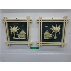 Pair of framed Philippine folk art