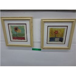 Pair of framed prints of flowers