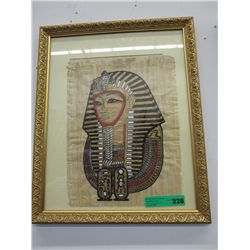Framed paint on papyrus: Egyptian pharaoh