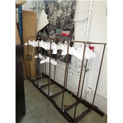 Five clothing display racks with 25 suit hangers