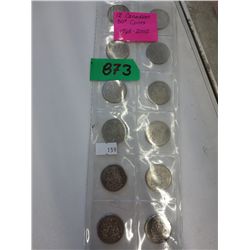 12 Canadian 50 Cent Coins 1968-2002
