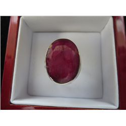 Genuine oval cut ruby ring in sterling silver