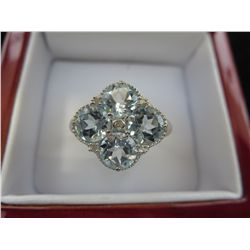 Blue Topaz & Diamond cocktail ring in silver