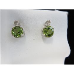 Peridot & Diamond earrings,  in sterling silver