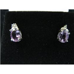 Amethyst & Diamond earrings in sterling silver