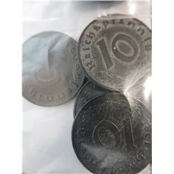 10x WWII Nazi coins. Large at .75" each