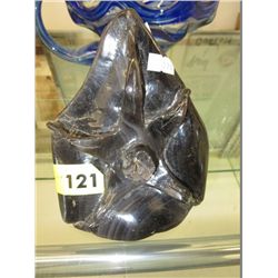 Hand carved -Obsidian orchid statue