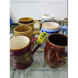 6 Vintage tankards made in England and Japan