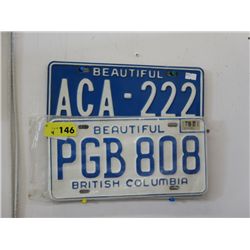 2 Sets of vintage  BC license plates