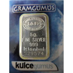 Turkish Mint 0.999 solid silver certified bar