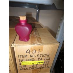 6 Cases of purple heart shaped glass bottles