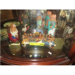 8 pieces of clay & porcelain figurines, plates
