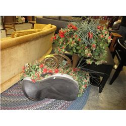 French horn faux flower arrangement