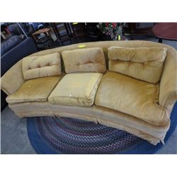 Vintage gold velvet curved sofa